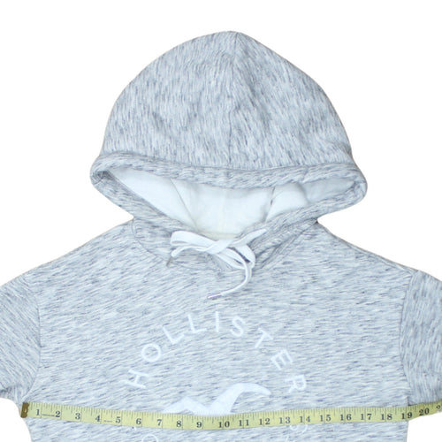 Hollister Men's Grey XS Pullover Hoodie with Logo Design