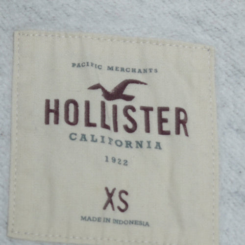 Hollister Men's Grey XS Pullover Hoodie with Logo Design