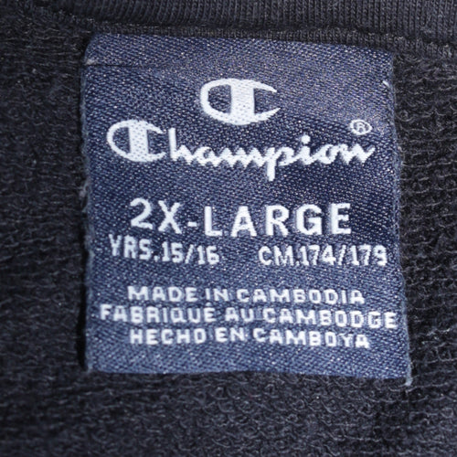Champion Boys Black 2XL Pullover Fleece Sweatshirt with Logo Print