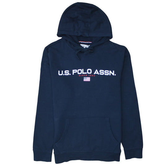 U.S. Polo Assn. Men's Blue Pullover Hoodie L Logo Graphic Cotton