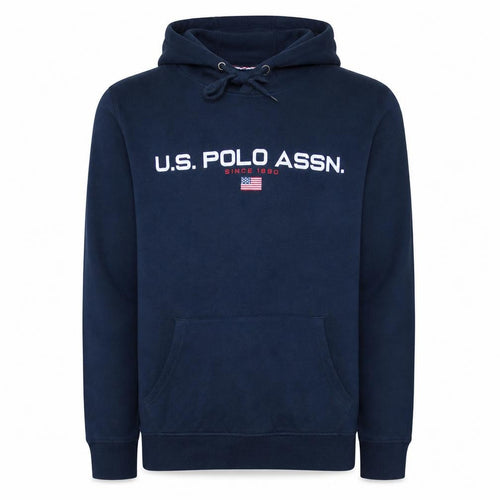 U.S. Polo Assn. Men's Blue Pullover Hoodie L Logo Graphic Cotton