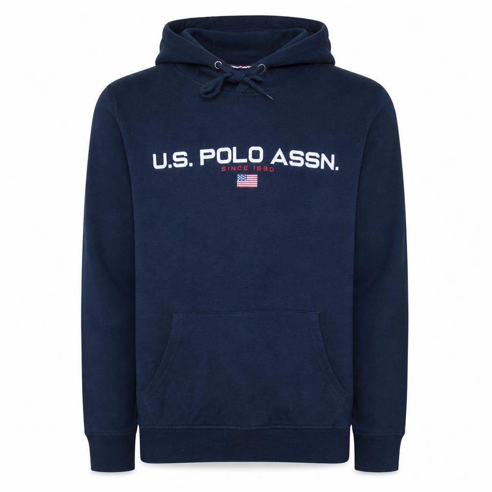 U.S. Polo Assn. Men's Blue Pullover Hoodie L Logo Graphic Cotton
