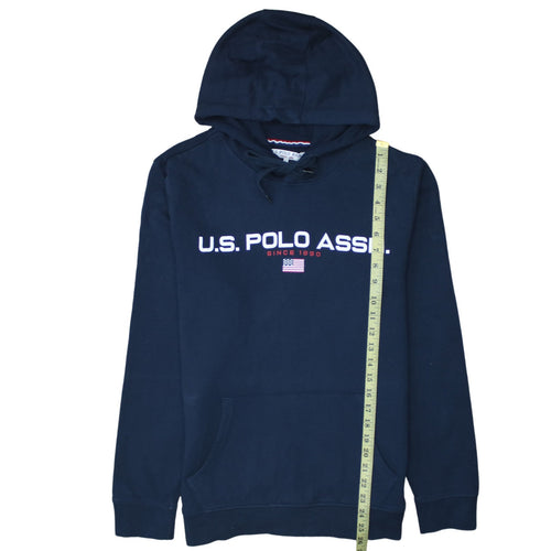 U.S. Polo Assn. Men's Blue Pullover Hoodie L Logo Graphic Cotton