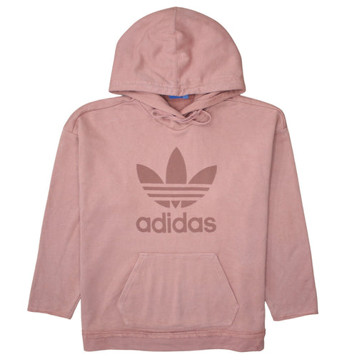 Adidas Womens Pink Pullover Hoodie UK 14 Logo Print Casual Sweatshirt
