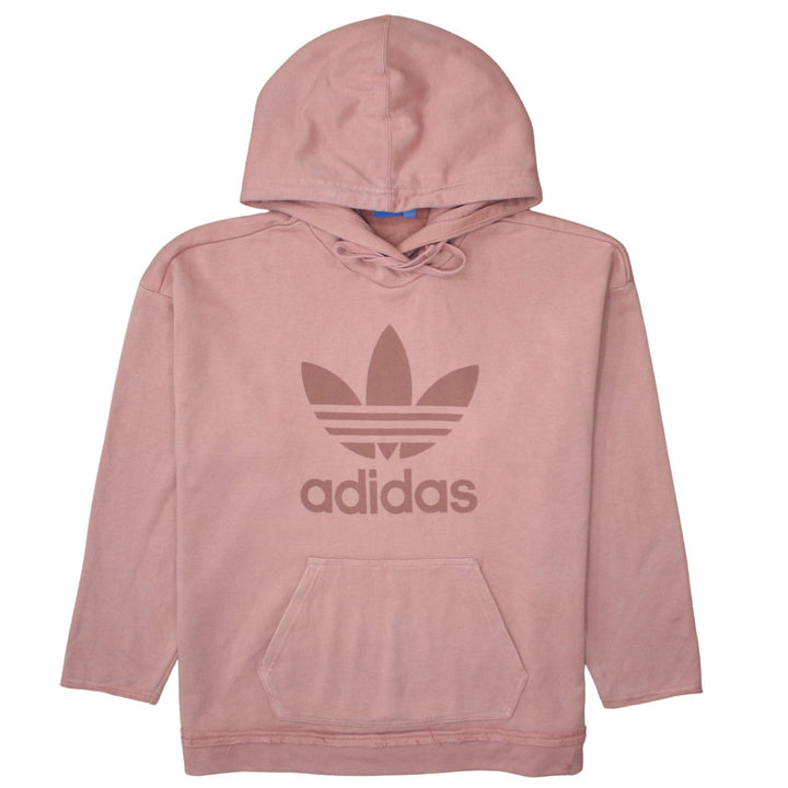 Adidas Womens Pink Pullover Hoodie UK 14 Logo Print Casual Sweatshirt
