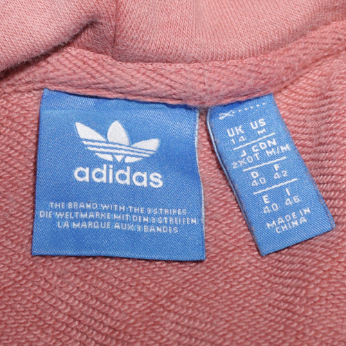 Adidas Womens Pink Pullover Hoodie UK 14 Logo Print Casual Sweatshirt