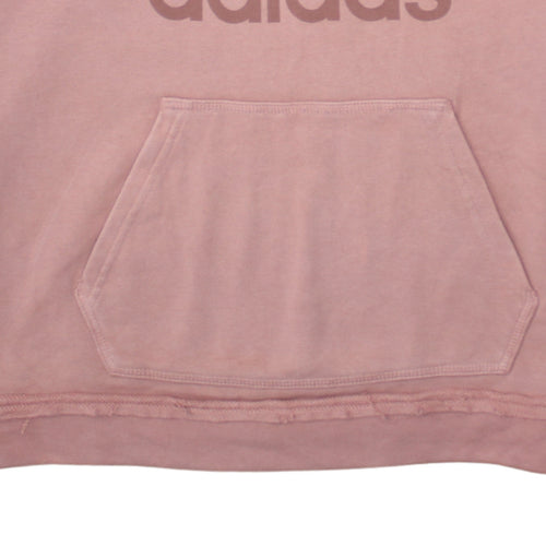 Adidas Womens Pink Pullover Hoodie UK 14 Logo Print Casual Sweatshirt