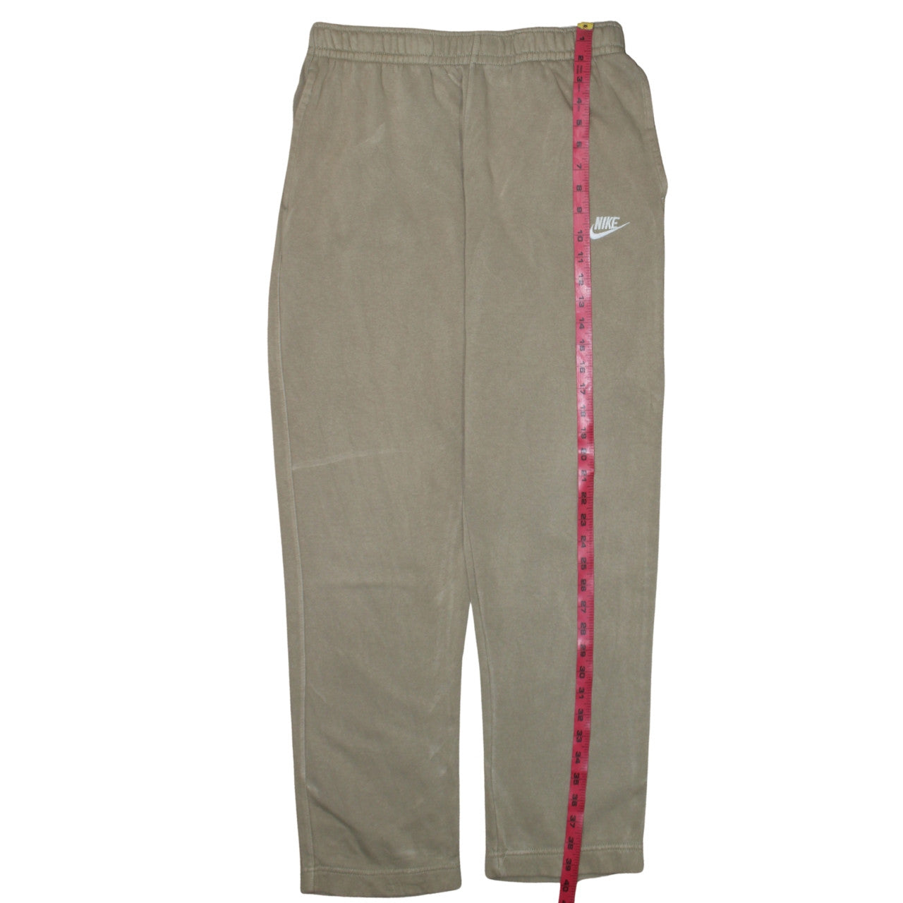 Nike Men's Beige Fleece Sweatpants L Regular Fit Elastic Waist