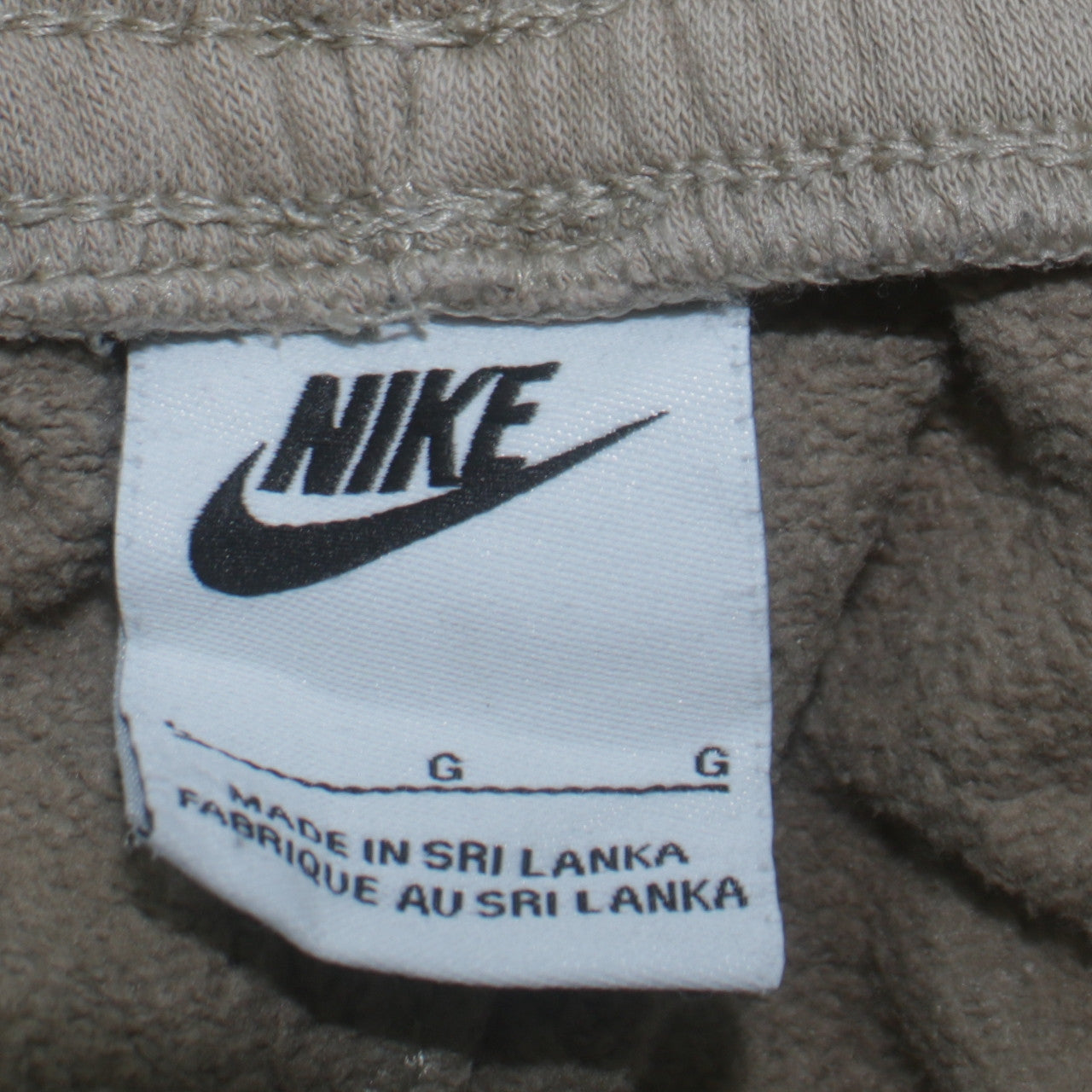 Nike Men's Beige Fleece Sweatpants L Regular Fit Elastic Waist
