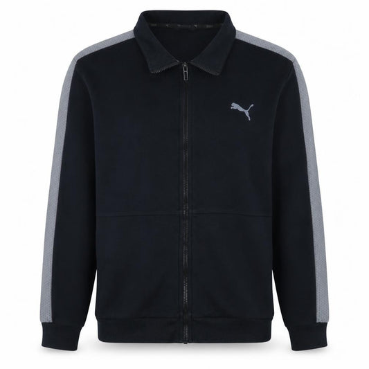 Front view of Puma Men's Black Full Zip Collared Sweatshirt XL Sportswear