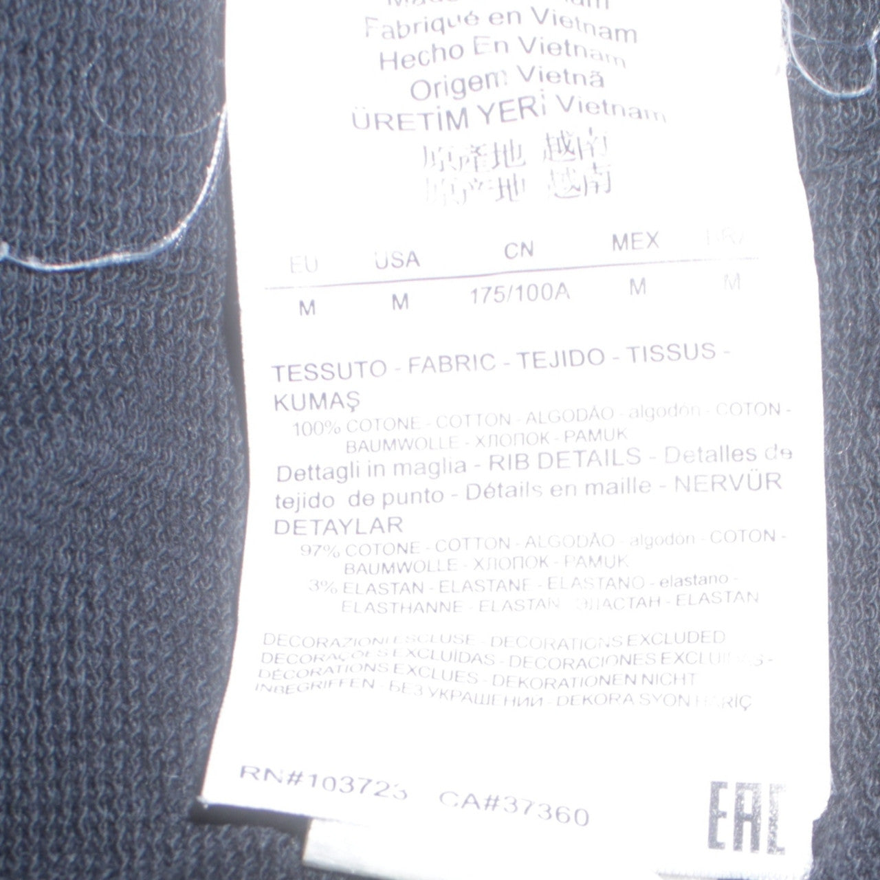 Emporio Armani EA7 Men's Black Cotton Crew Neck Sweatshirt M