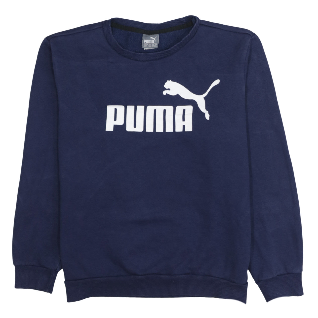 Puma Men's Blue Logo Crew Neck Fleece Sweatshirt Size M