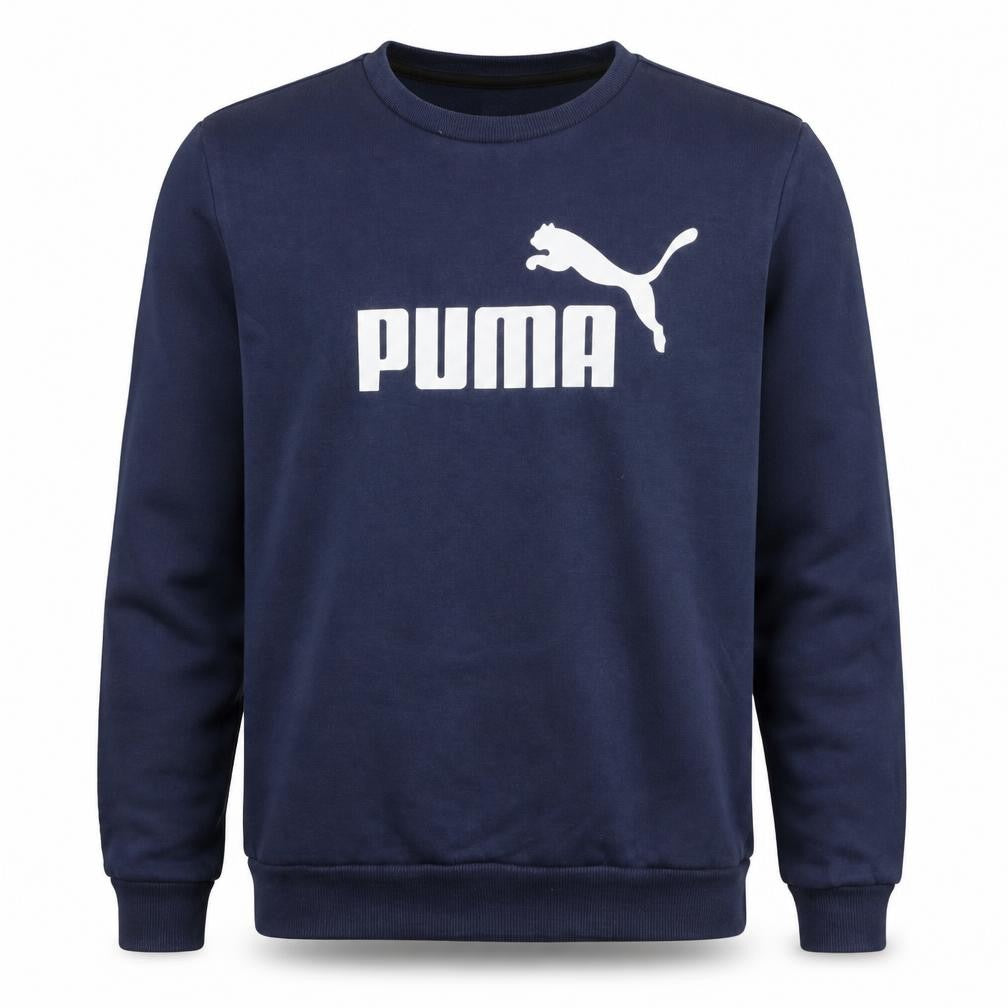 Front view of Puma Men's Blue Logo Crew Neck Fleece Sweatshirt, size M
