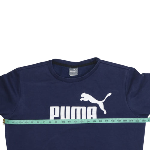 Puma Men's Blue Logo Crew Neck Fleece Sweatshirt Size M
