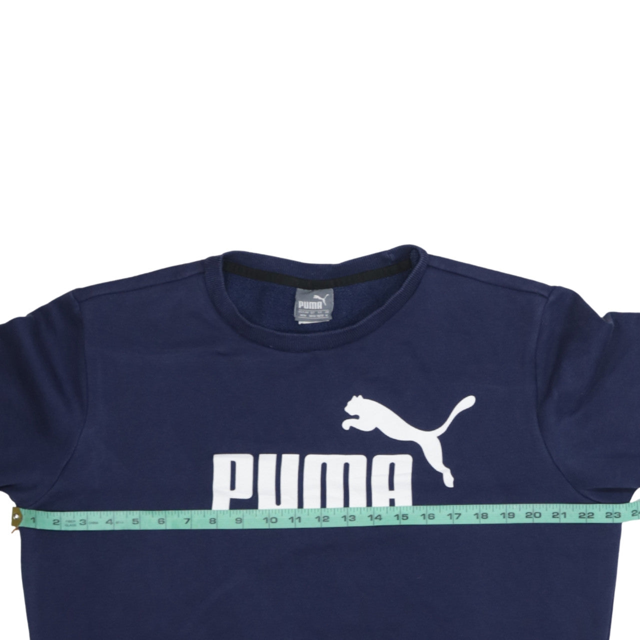 Puma Men's Blue Logo Crew Neck Fleece Sweatshirt Size M