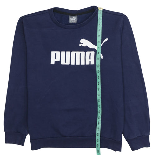 Puma Men's Blue Logo Crew Neck Fleece Sweatshirt Size M