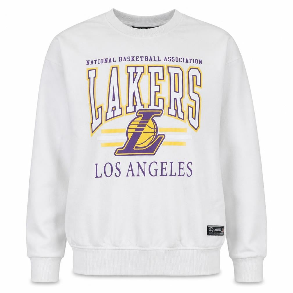 Front view of Primark NBA Los Angeles Lakers White Sweatshirt XS Women's Casual Pullover