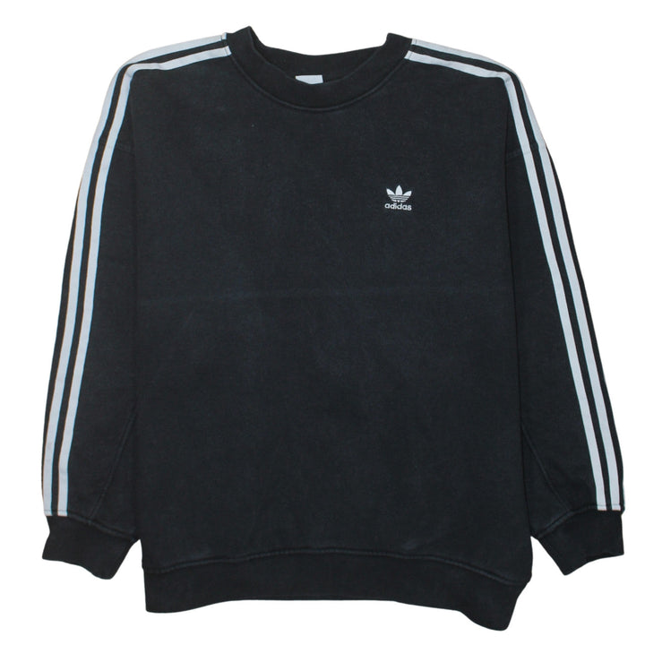 Adidas Womens Black Crew Neck Long Sleeve Pullover Sweatshirt UK 12
