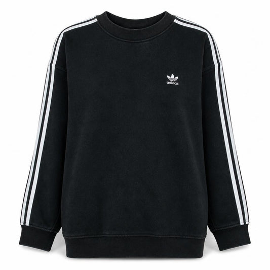 Front view of Adidas women’s black crew neck long sleeve pullover sweatshirt uk 12