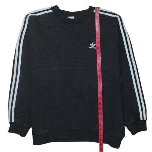 Adidas Womens Black Crew Neck Long Sleeve Pullover Sweatshirt UK 12