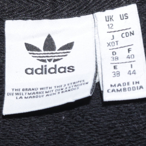 Adidas Womens Black Crew Neck Long Sleeve Pullover Sweatshirt UK 12
