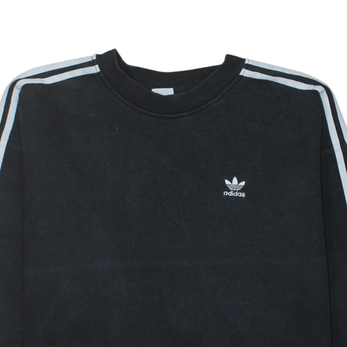 Adidas Womens Black Crew Neck Long Sleeve Pullover Sweatshirt UK 12