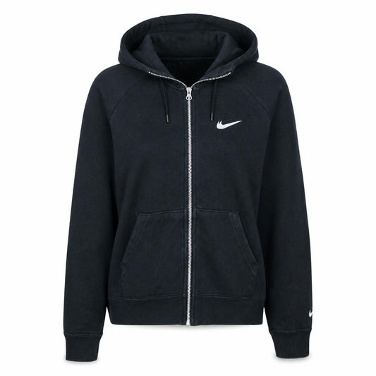 Front view of Nike Women's Black XS Loose Fit Full Zip Hoodie Sweatshirt