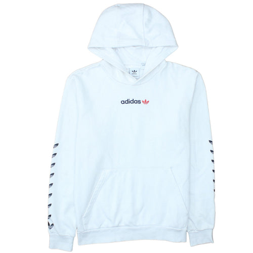 Adidas Boys White Pullover Hoodie 15-16 Years Logo Sportswear
