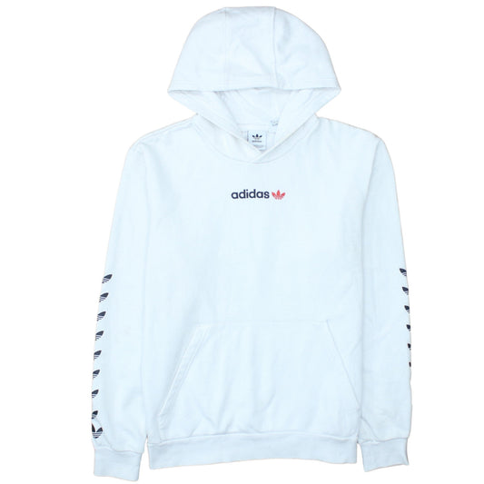 Adidas Boys White Pullover Hoodie 15-16 Years Logo Sportswear