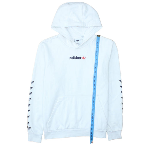Adidas Boys White Pullover Hoodie 15-16 Years Logo Sportswear