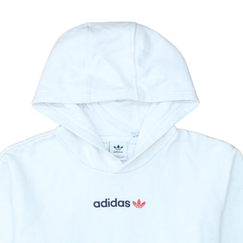 Adidas Boys White Pullover Hoodie 15-16 Years Logo Sportswear