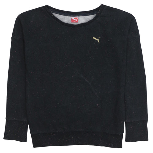 Puma Womens Black Crew Neck Pullover Sweatshirt UK 8
