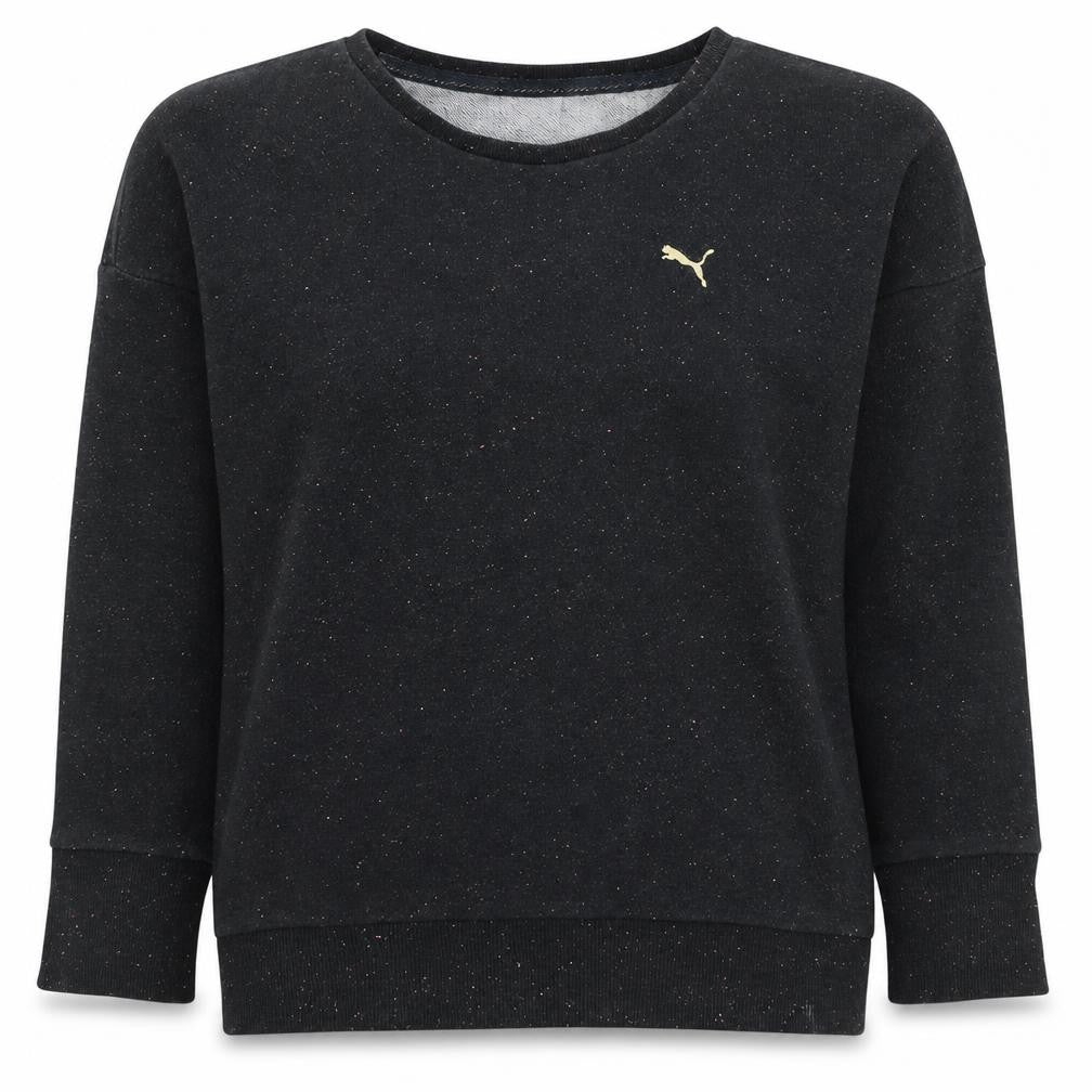 Front view of Puma women’s black crew neck pullover sweatshirt uk 8