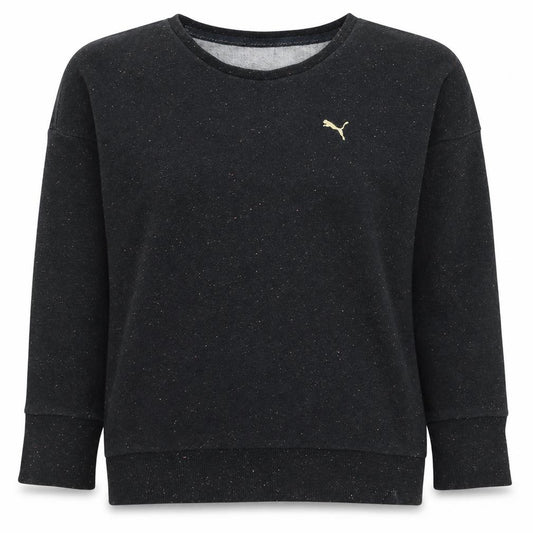 Front view of Puma women’s black crew neck pullover sweatshirt uk 8