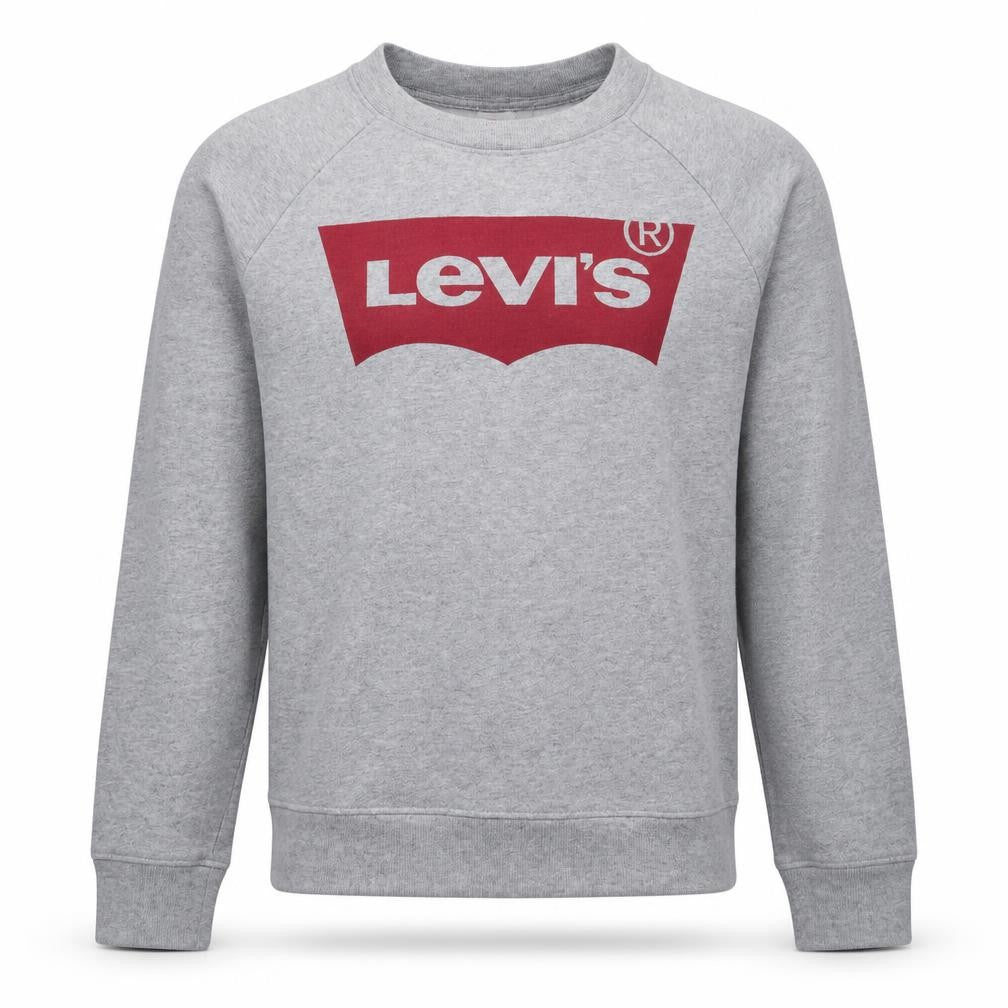 Front view of Levi's men’s grey xs crew neck logo pullover sweatshirt