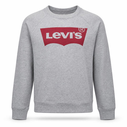 Front view of Levi's men’s grey xs crew neck logo pullover sweatshirt