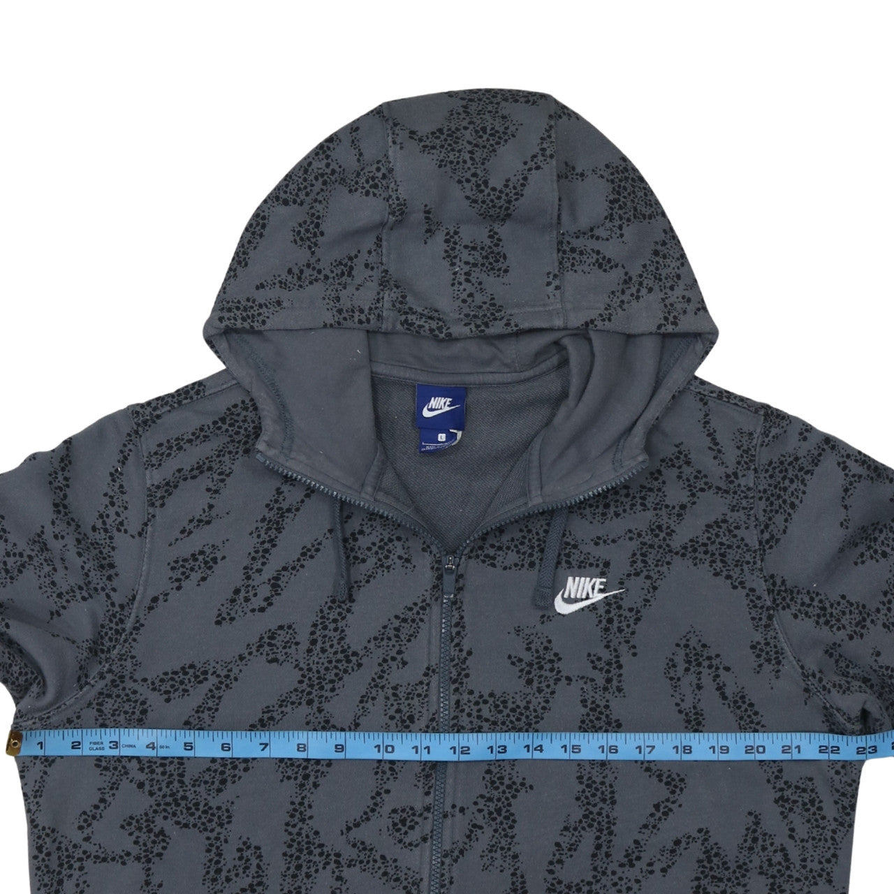 Nike Men's Grey Full Zip Hoodie Size L Graphic Fleece Sweatshirt