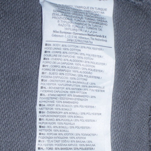 Nike Men's Grey Full Zip Hoodie Size L Graphic Fleece Sweatshirt