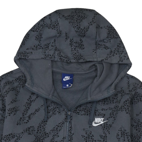 Nike Men's Grey Full Zip Hoodie Size L Graphic Fleece Sweatshirt