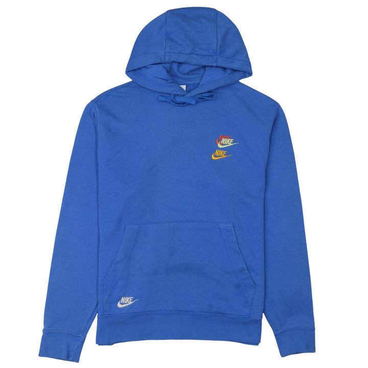 Nike Men's Blue Pullover Hoodie Medium Embroidered Logo Fleece