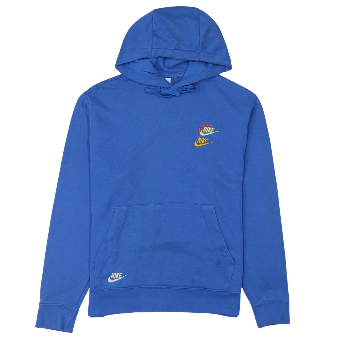 Nike Men's Blue Pullover Hoodie Medium Embroidered Logo Fleece