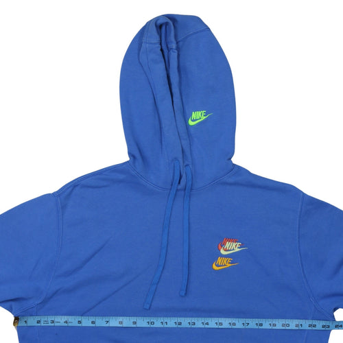 Nike Men's Blue Pullover Hoodie Medium Embroidered Logo Fleece