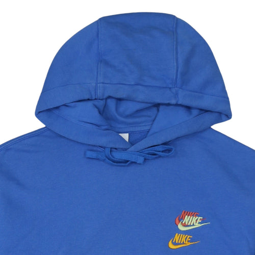 Nike Men's Blue Pullover Hoodie Medium Embroidered Logo Fleece