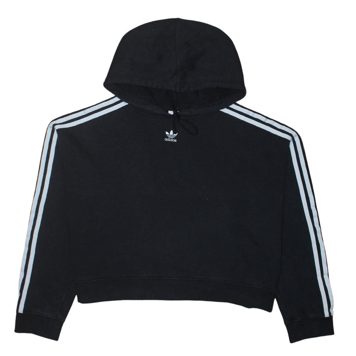 Adidas Women Black Size 16 Cropped Hoodie with Stripes