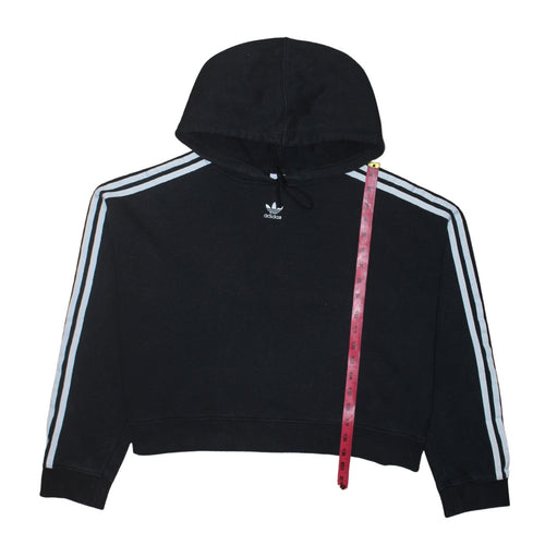 Adidas Women Black Size 16 Cropped Hoodie with Stripes