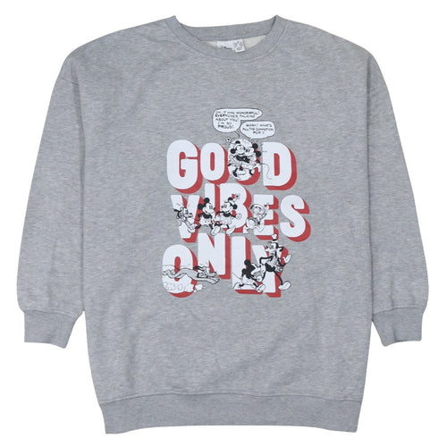 Disney Primark Women's Grey Mickey Mouse Graphic Sweatshirt M 12-14