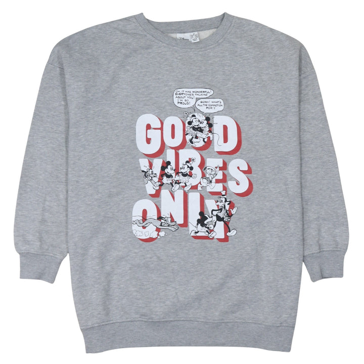 Disney Primark Women's Grey Mickey Mouse Graphic Sweatshirt M 12-14