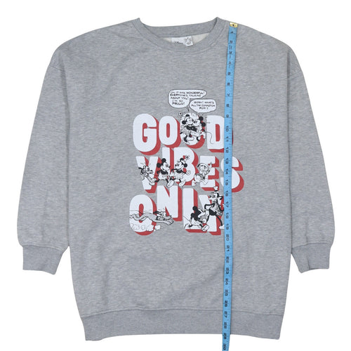 Disney Primark Women's Grey Mickey Mouse Graphic Sweatshirt M 12-14