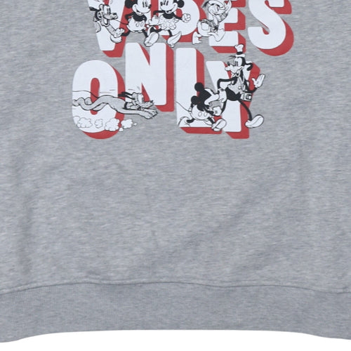 Disney Primark Women's Grey Mickey Mouse Graphic Sweatshirt M 12-14