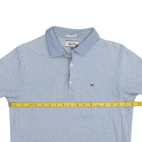 Tommy Hilfiger Denim Men's Blue Geometric Cotton Polo Shirt M